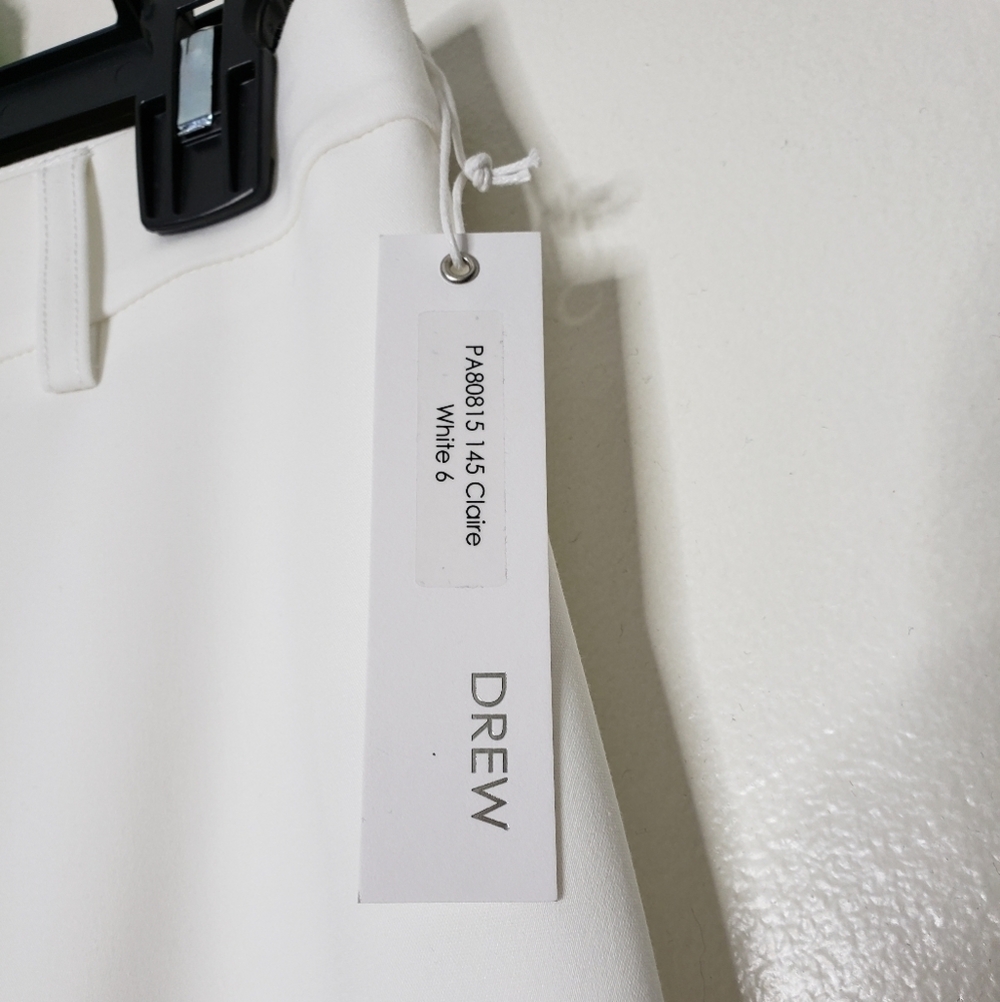 DREW White Crop Pants Claire Sleek High Rise Luxury Womens Summer Cotton Anthro - Picture 4 of 13